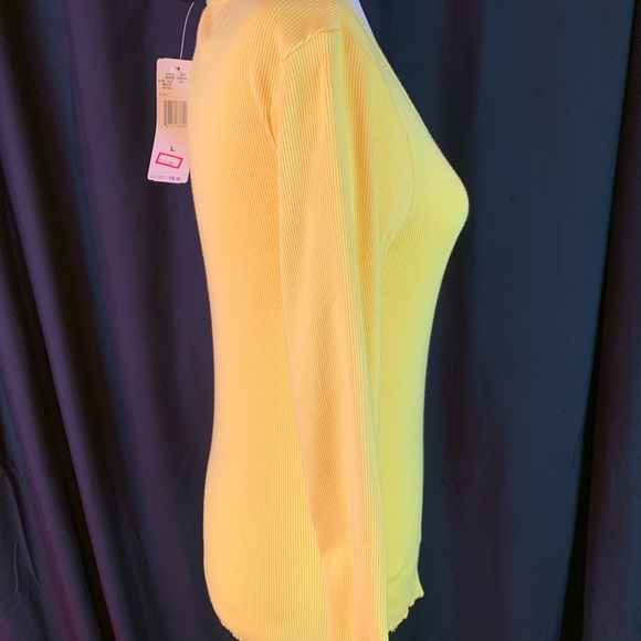 Polo bright yellow 3/4 sleeve ribbed shirt size L - Picture 2 of 6